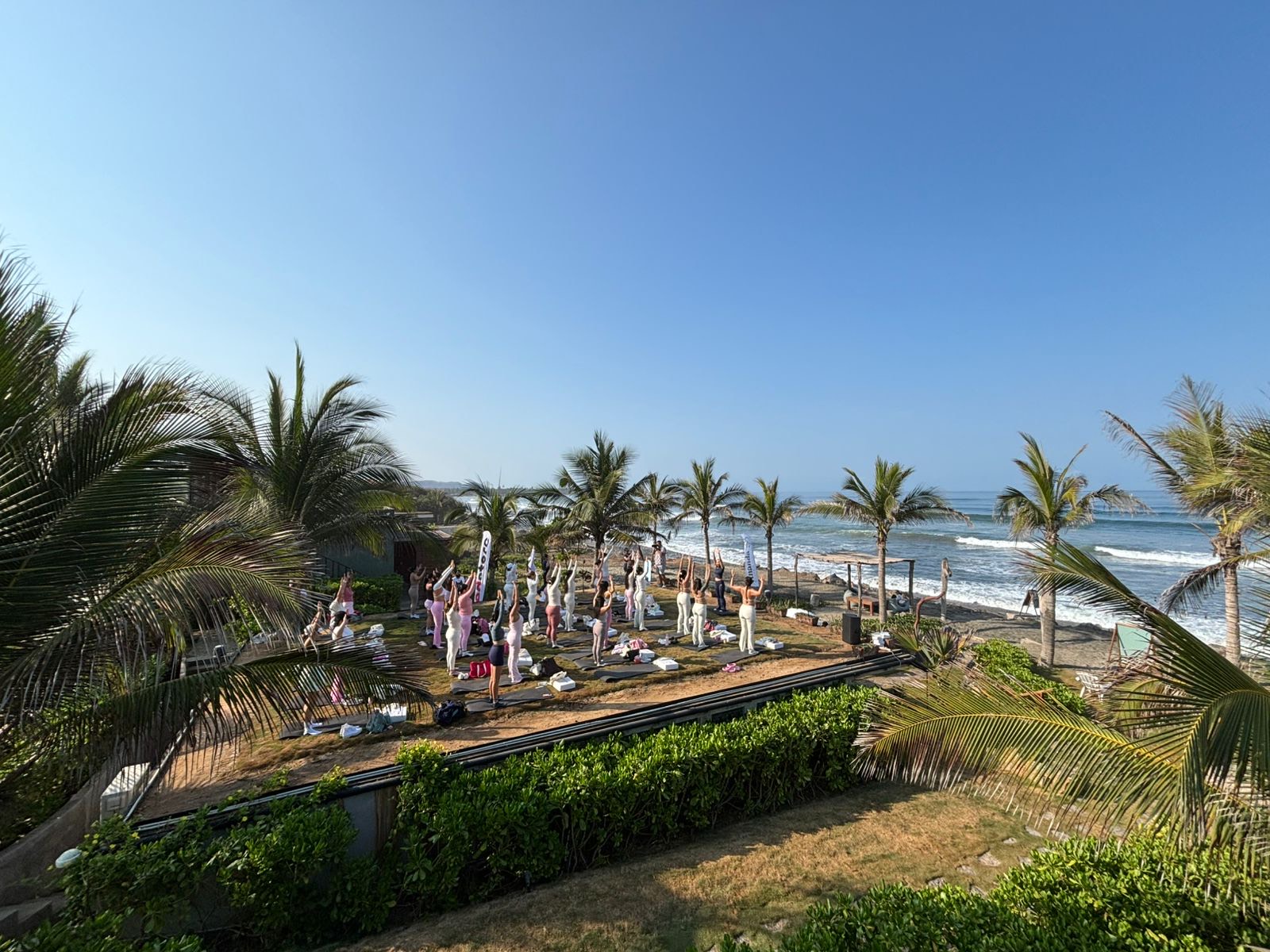 Beach yoga on the Samas grounds